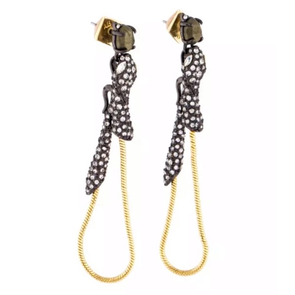 ALEXIS BITTAR • Snake Dangling Chain Hoop Earrings - Picture 3 of 4